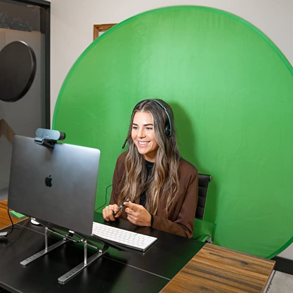 Circular Portable Green Screen Web Around Backdrop Chair Photo Cam 52"Background